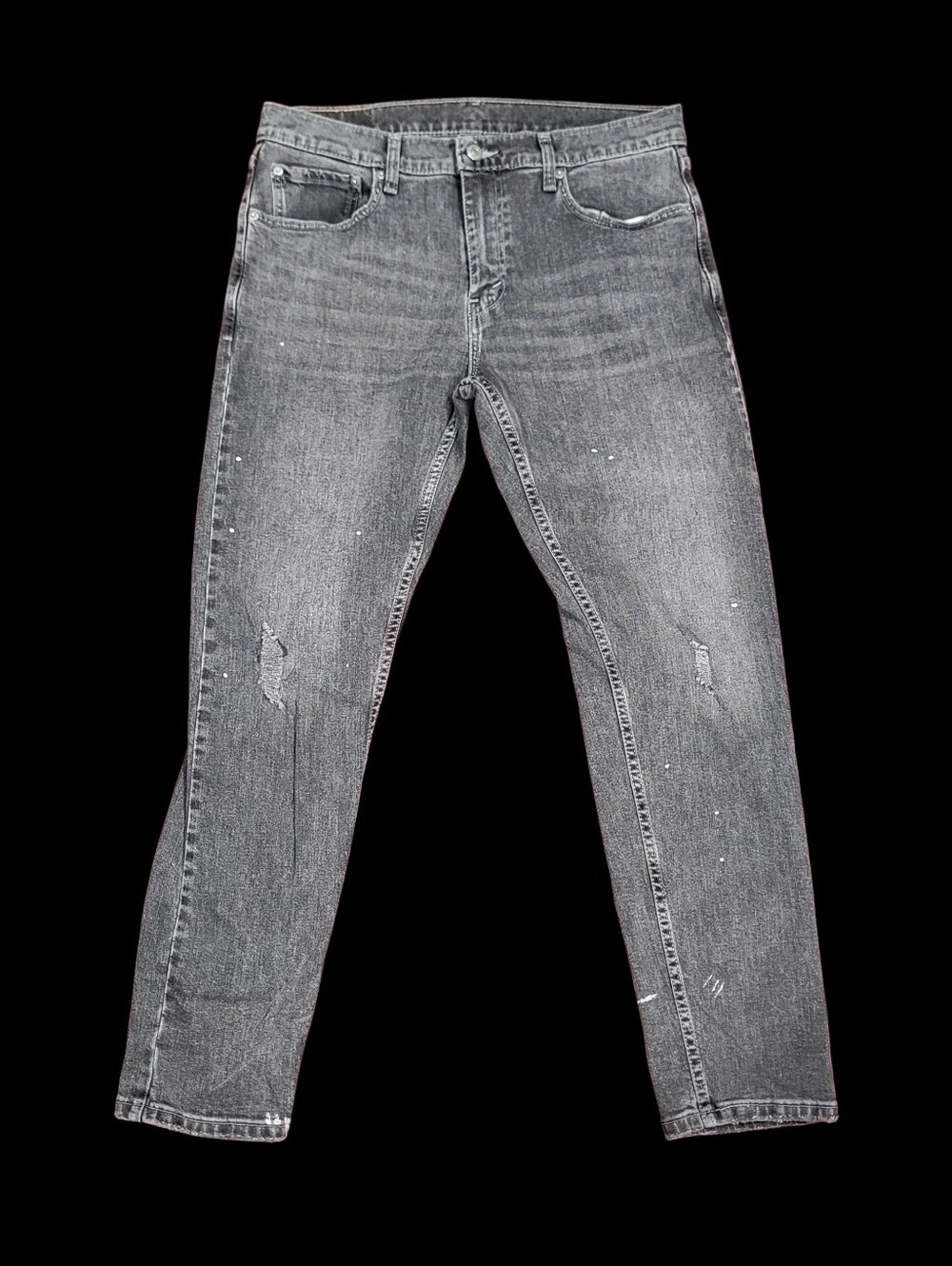 Mens Levi's 512 Slim Tapered Gray Jeans 34 X 29 Distressed Paint Splatter